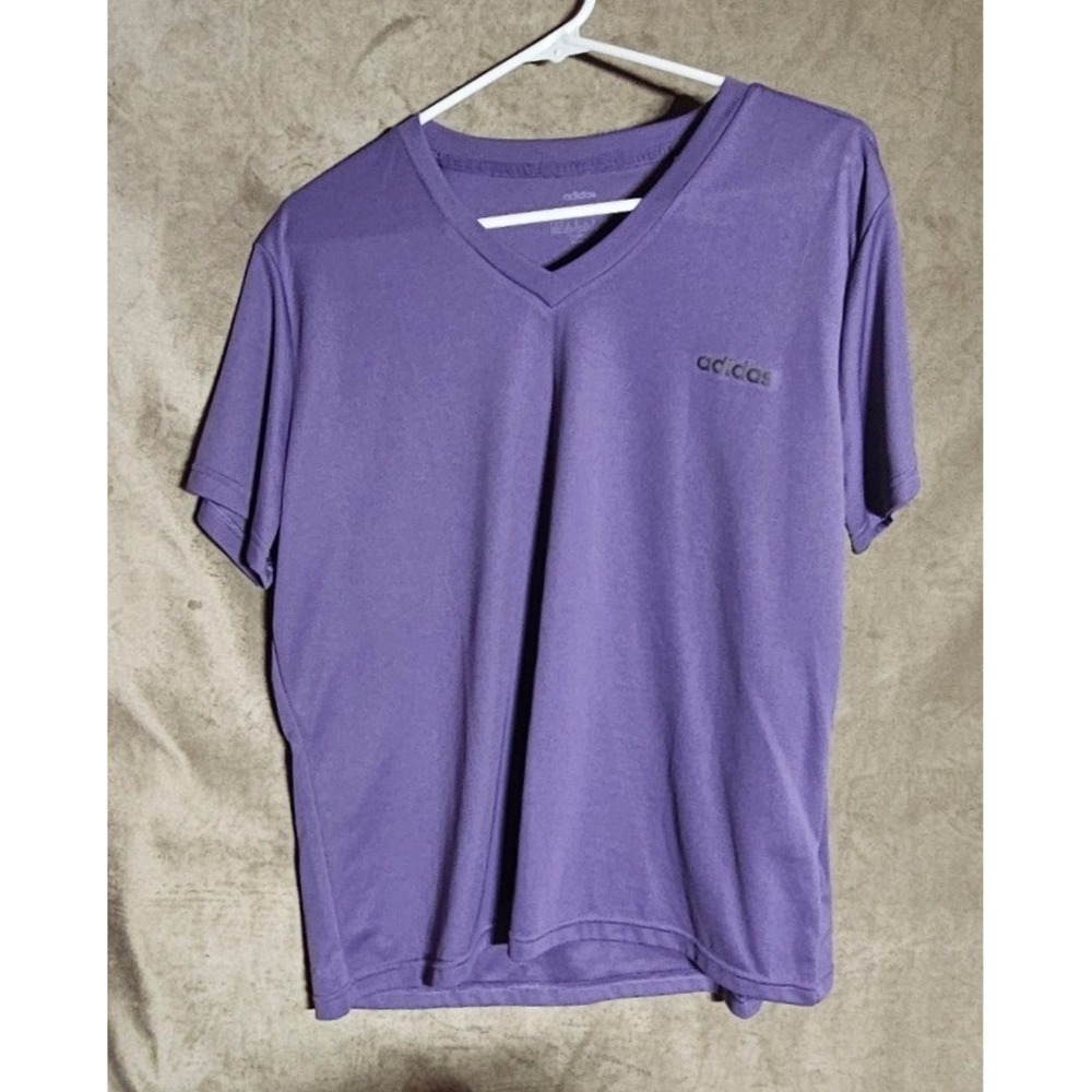 Adidas Climalite V-Neck Workout Shirt‎ Purple Womens XL FL3627 Short Sleeve Tee